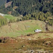 blick auf fellenbergalm mit mitterleger und niederleger bei jausenstation alpenrose