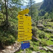 pitztaler almweg bei tiefental alm wegweiser