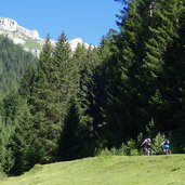 mountain biker am weg richtung padasterjochhaus bei burgwald